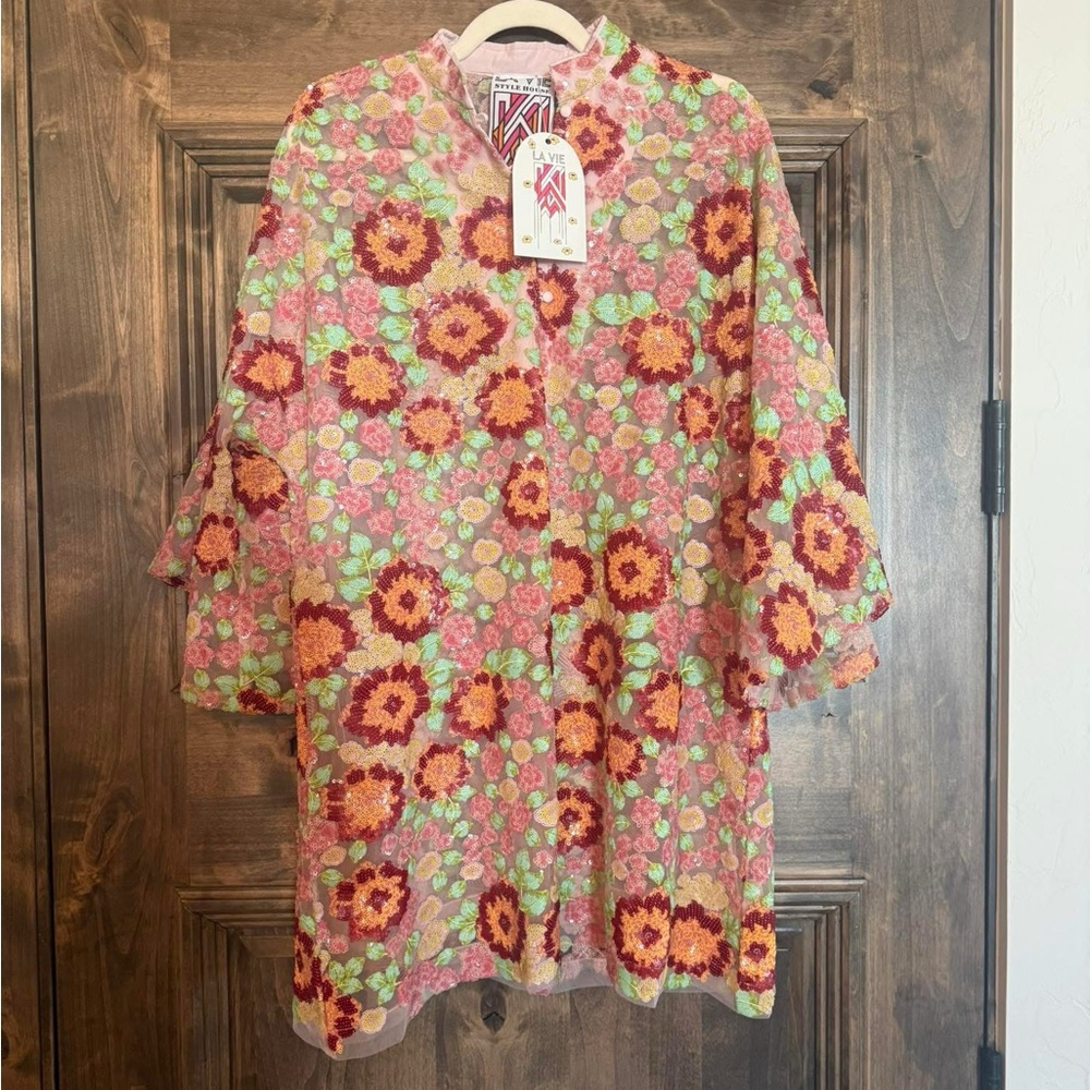 Floral Pink and Green Dress
